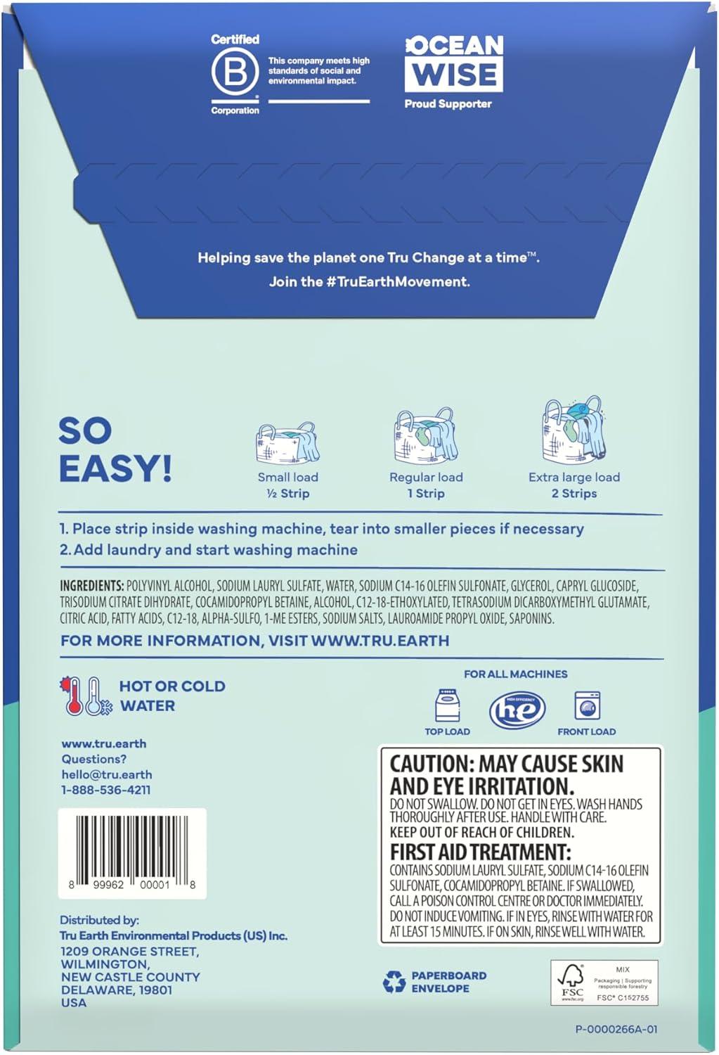 image:imageTru Earth Compact Dry Laundry Detergent Unscented Up to 64 Loads 32 Sheets Liquidless Detergent Travel Packaging May VaryFragranceFree
