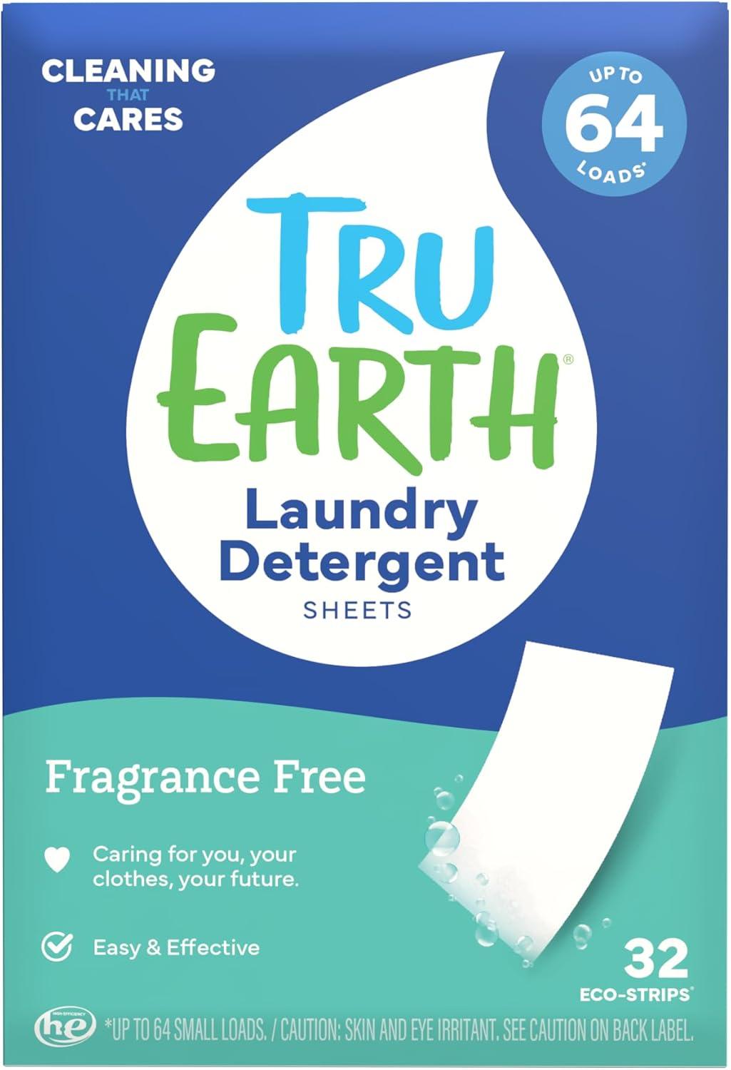 image:imageTru Earth Compact Dry Laundry Detergent Unscented Up to 64 Loads 32 Sheets Liquidless Detergent Travel Packaging May VaryFragranceFree
