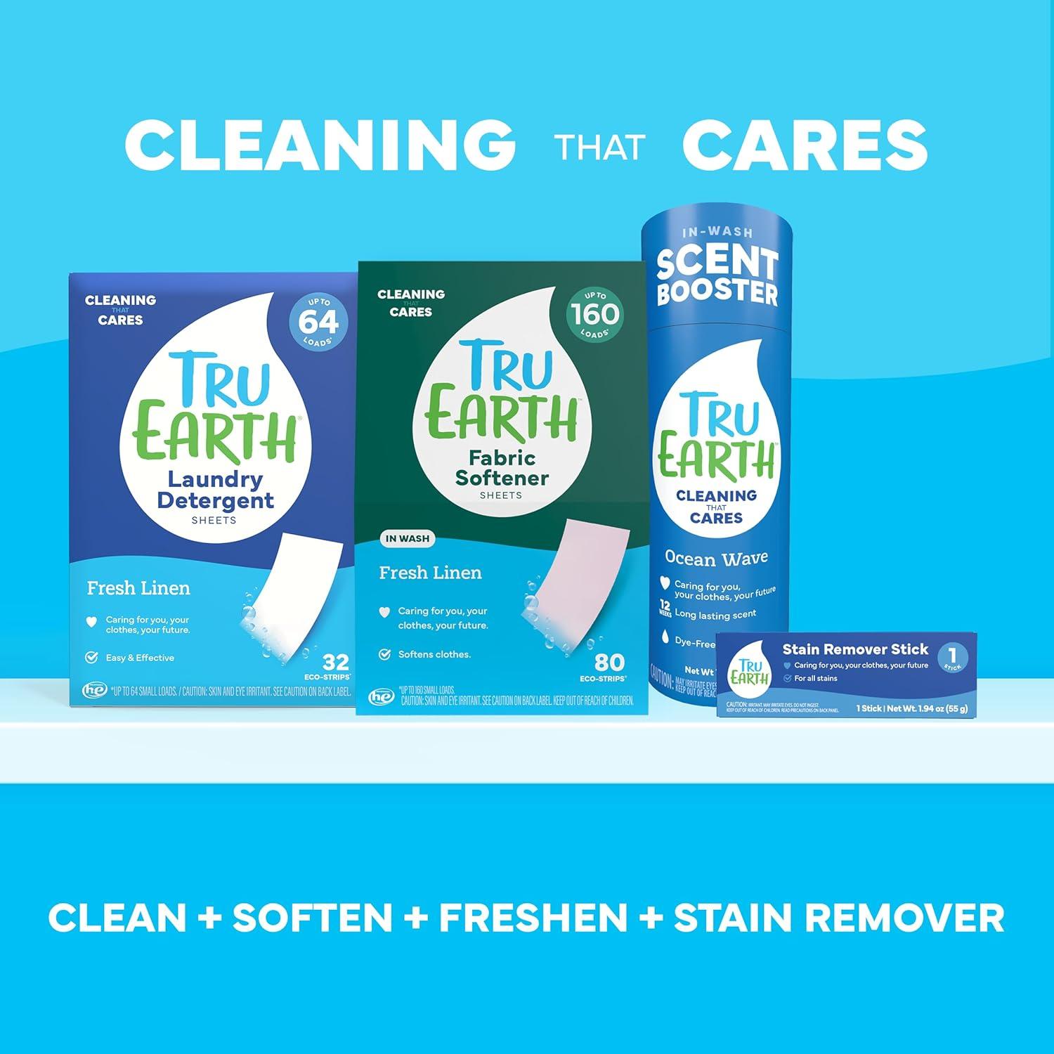 image:imageTru Earth Compact Dry Laundry Detergent Unscented Up to 64 Loads 32 Sheets Liquidless Detergent Travel Packaging May VaryFresh Linen