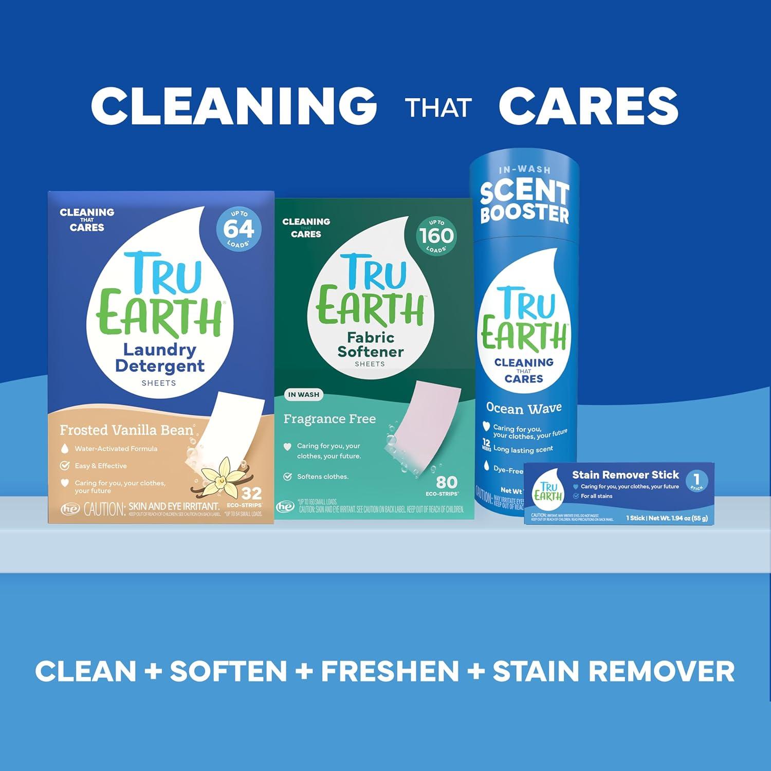 image:imageTru Earth Compact Dry Laundry Detergent Unscented Up to 64 Loads 32 Sheets Liquidless Detergent Travel Packaging May VaryFrosted Bean Vanilla