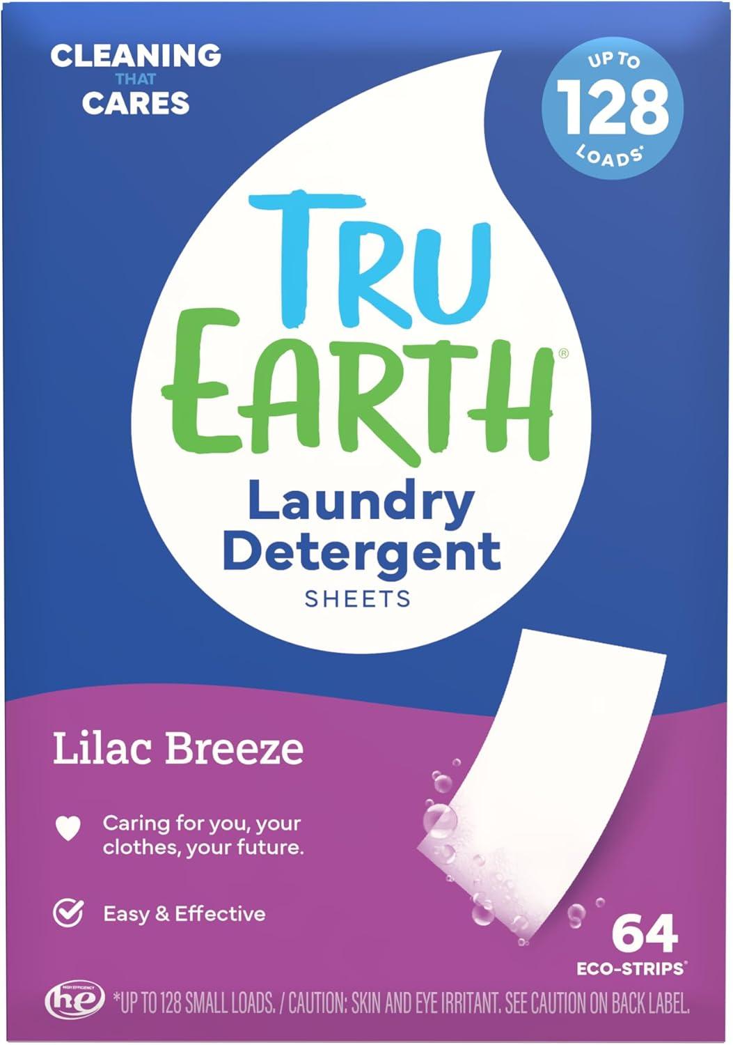 image:imageTru Earth Compact Dry Laundry Detergent Unscented Up to 64 Loads 32 Sheets Liquidless Detergent Travel Packaging May VaryLilac Breeze