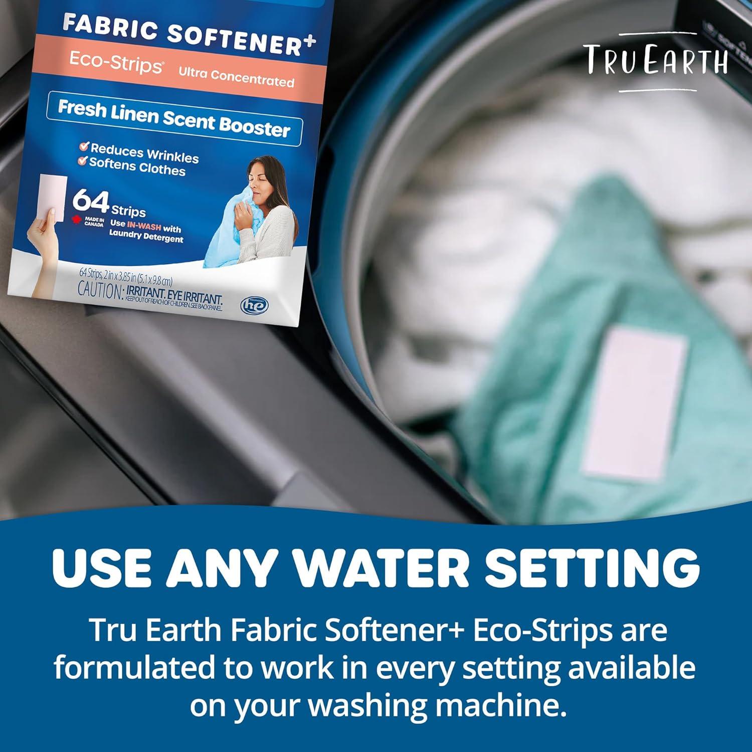 image:imageTru Earth Fabric Softener Strips for Washing Machine Alternative to Fabric Softener Liquid and Pods Fresh Linen Scent Booster Up to 64 Loads Per 32CountFresh Linen
