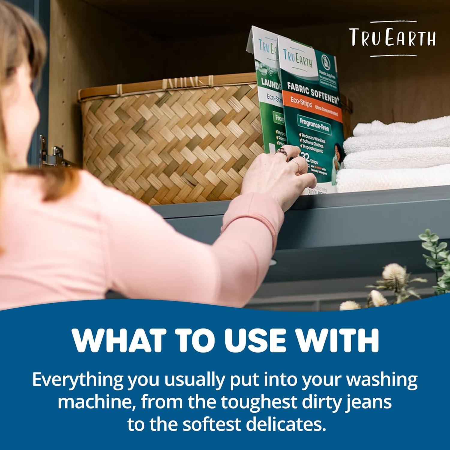 image:imageTru Earth Fabric Softener Strips for Washing Machine Alternative to Fabric Softener Liquid and Pods Fresh Linen Scent Booster Up to 64 Loads Per 32CountFresh Linen