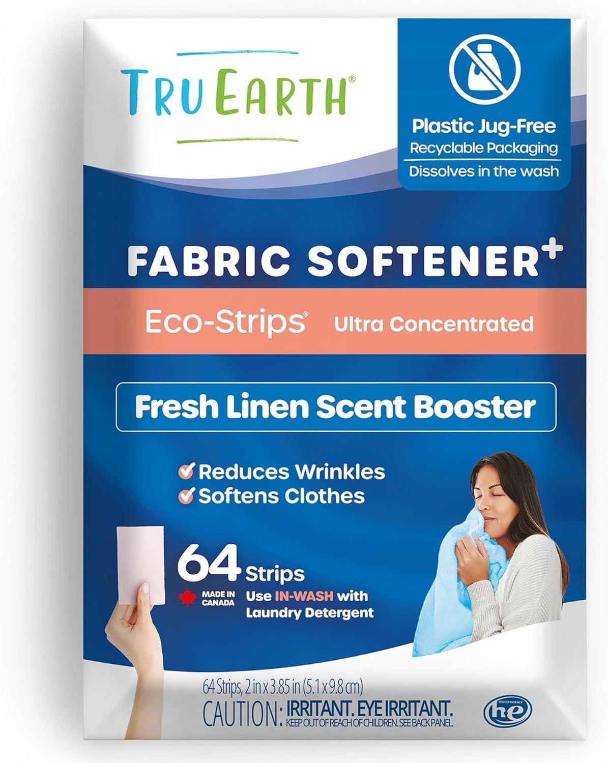 image:imageTru Earth Fabric Softener Strips for Washing Machine Alternative to Fabric Softener Liquid and Pods Fresh Linen Scent Booster Up to 64 Loads Per 32CountFresh Linen