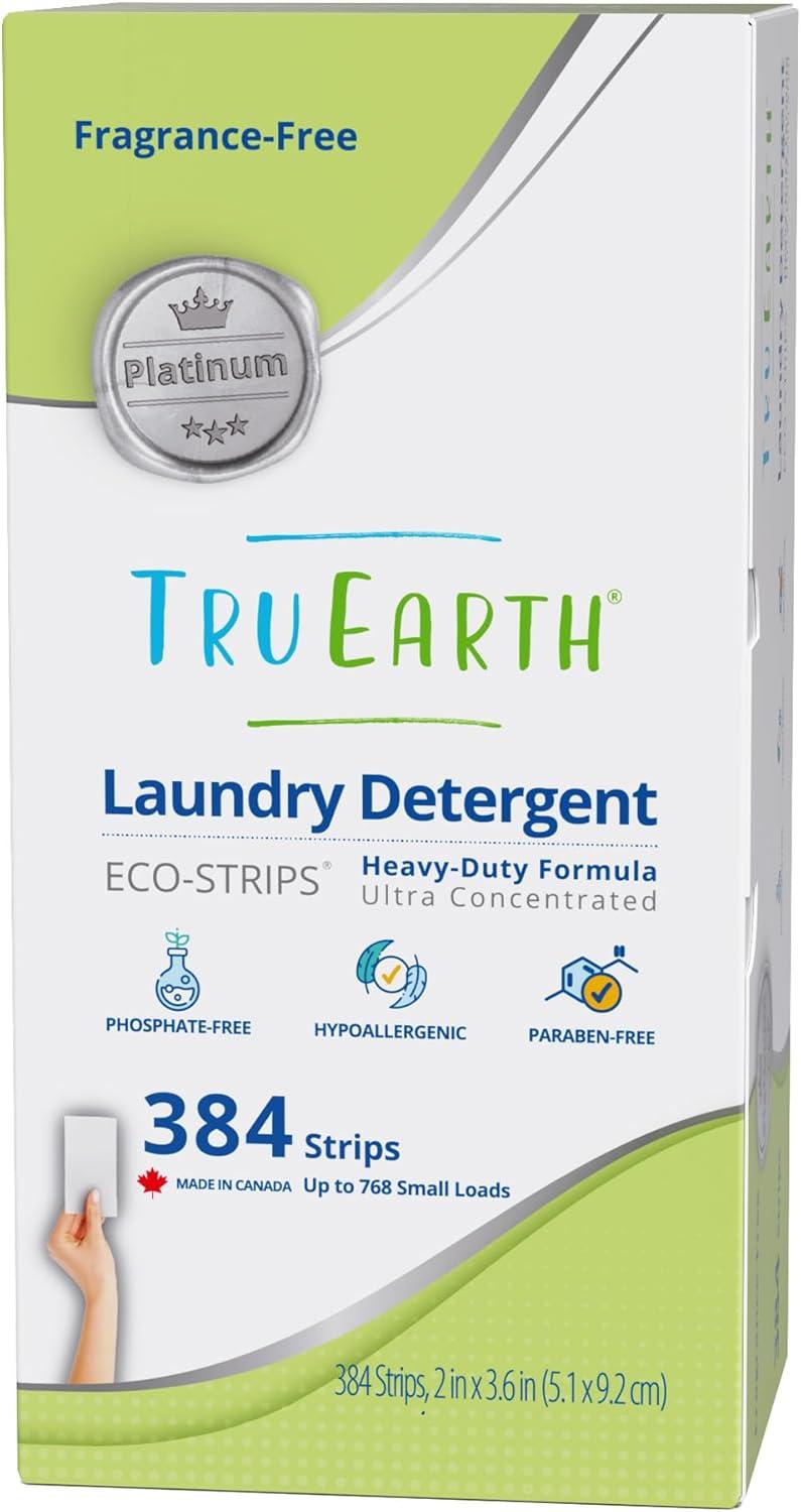 image:imageTru Earth Platinum Heavy Duty Laundry Detergent Sheets Up to 768 Loads 384 Count Fresh Linen Scent UltraConcentrated EcoFriendly Laundry SheetsFragranceFree Platinum