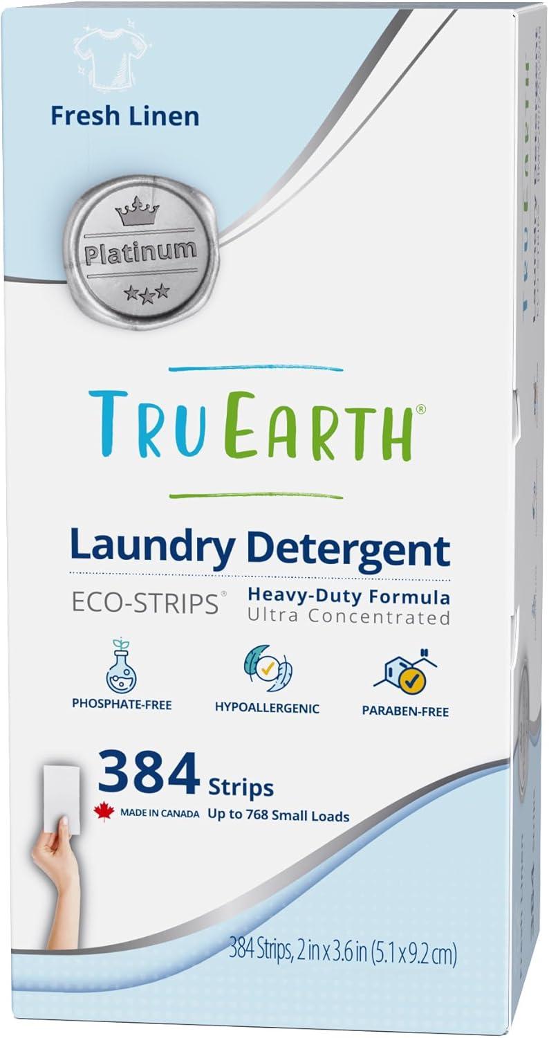 image:imageTru Earth Platinum Heavy Duty Laundry Detergent Sheets Up to 768 Loads 384 Count Fresh Linen Scent UltraConcentrated EcoFriendly Laundry SheetsFresh Linen Platinum