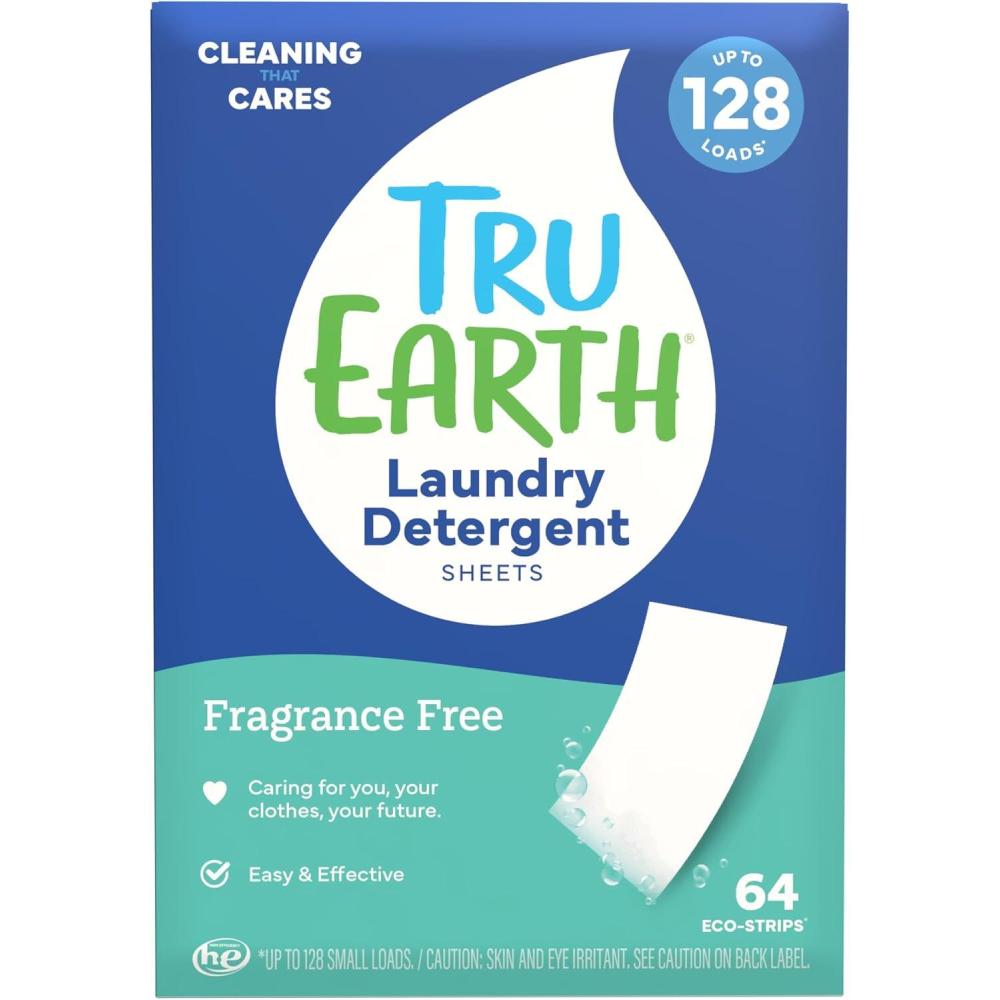 image:imageTru Earth Compact Dry Laundry Detergent Unscented Up to 64 Loads 32 Sheets Liquidless Detergent Travel Packaging May VaryFragranceFree