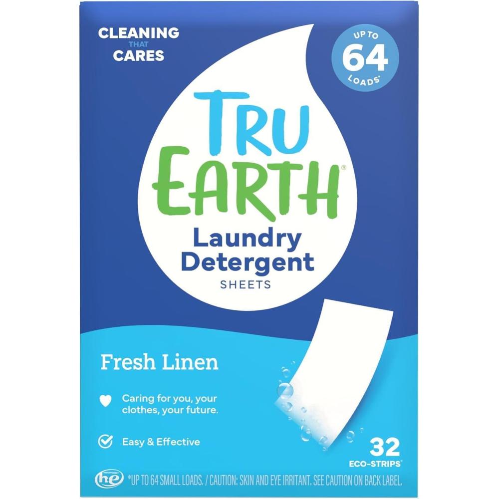 image:imageTru Earth Compact Dry Laundry Detergent Unscented Up to 64 Loads 32 Sheets Liquidless Detergent Travel Packaging May VaryFresh Linen
