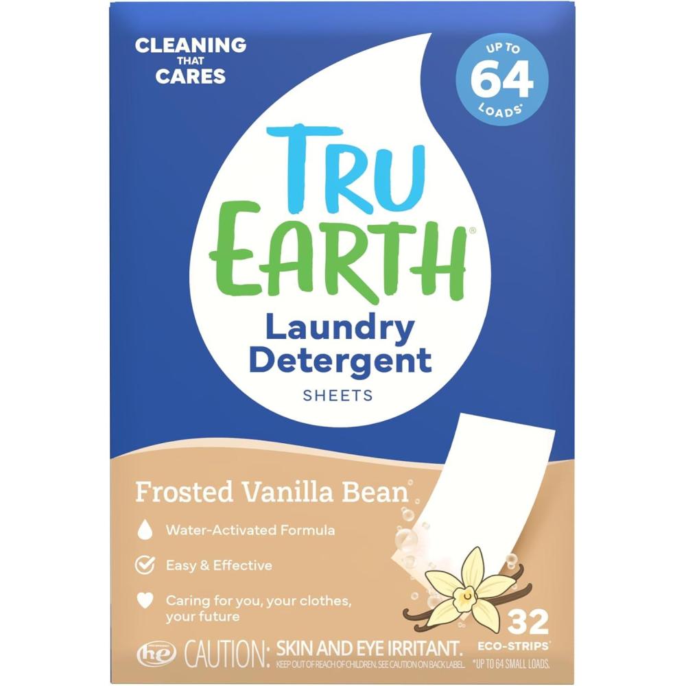 image:imageTru Earth Compact Dry Laundry Detergent Unscented Up to 64 Loads 32 Sheets Liquidless Detergent Travel Packaging May VaryFrosted Bean Vanilla