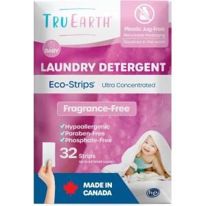 Tru Earth Compact Dry Laundry Detergent, Unscented – Up to 64 Loads (32 Sheets) | Liquidless Detergent, Travel | Packaging May Vary(Baby)
