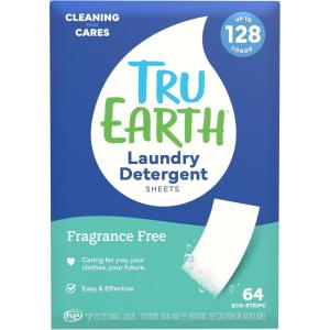 Tru Earth Compact Dry Laundry Detergent, Unscented – Up to 64 Loads (32 Sheets) | Liquidless Detergent, Travel | Packaging May Vary(Fragrance-Free)