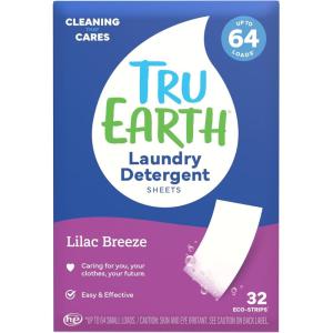Tru Earth Compact Dry Laundry Detergent, Unscented – Up to 64 Loads (32 Sheets) | Liquidless Detergent, Travel | Packaging May Vary(Lilac Breeze)