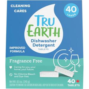 Tru Earth Dishwasher Detergent Tablets | Eco Friendly Alternative to Liquid Pods | 40 Tablets | Fragrance-Free(Unscented)