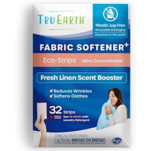Tru Earth Fabric Softener Strips for Washing Machine, Alternative to Fabric Softener Liquid and Pods, Fresh Linen Scent Booster, Up to 64 Loads Per 32-Count(Fresh Linen)