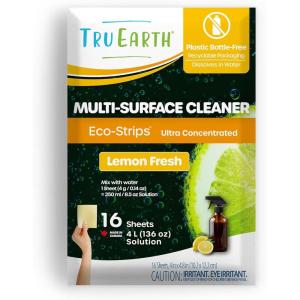 Tru Earth Multi-Surface Cleaner Eco-Strips | All Purpose Cleaner Concentrate for Multi-Use, Fresh Lemon Scent, 8 Strips(16 Count (Pack of 1))