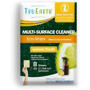 Tru Earth Multi-Surface Cleaner Eco-Strips | All Purpose Cleaner Concentrate for Multi-Use, Fresh Lemon Scent, 8 Strips(8 Count (Pack of 1))