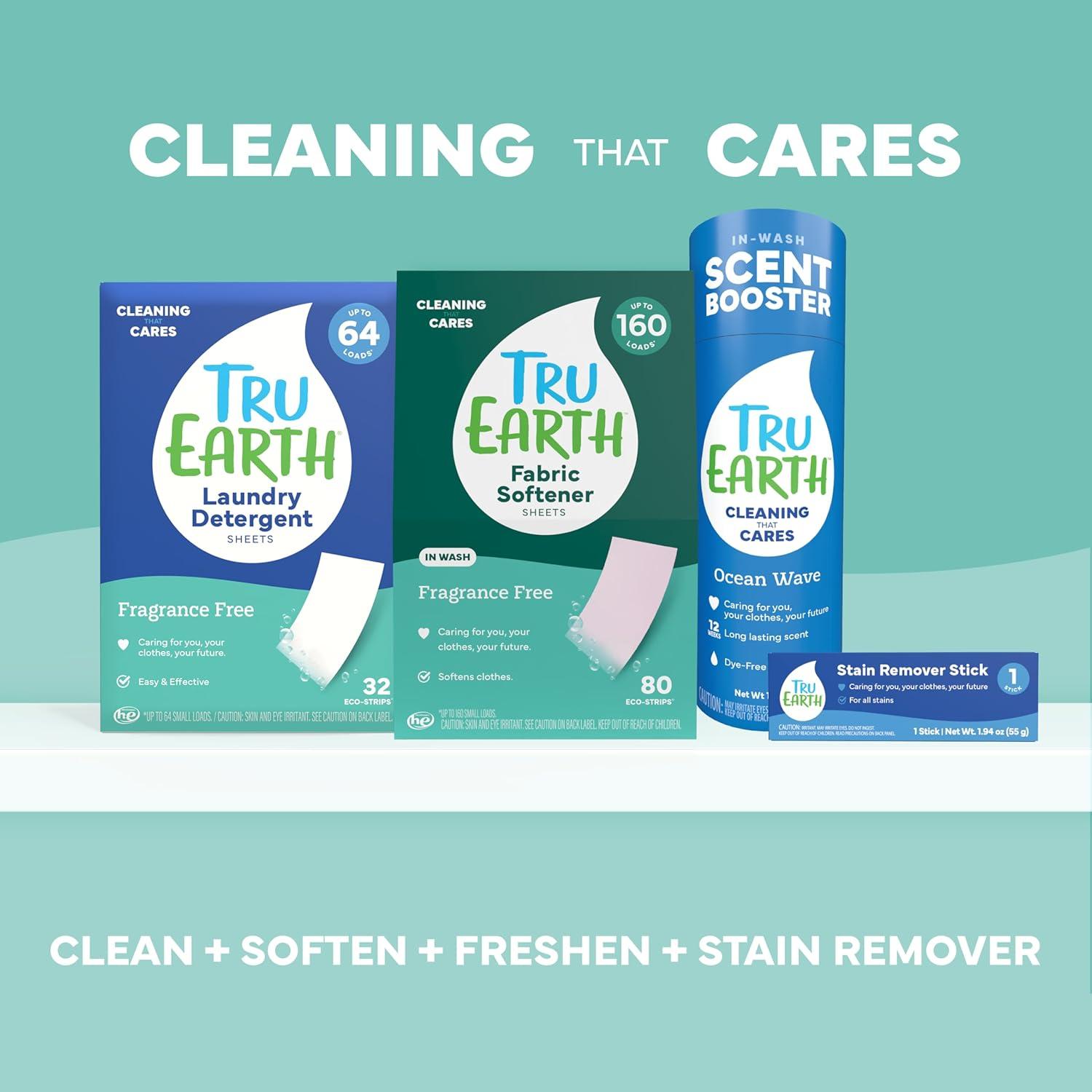 image:imageTru Earth Fabric Softener Sheets Original EcoStrip Liquidless Detergent for Travel 50 Sheets FragranceFreeUnscented