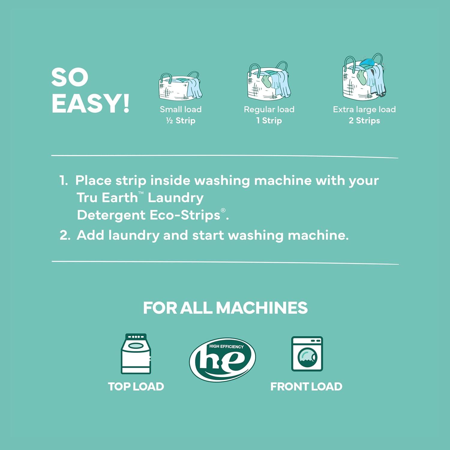 image:imageTru Earth Fabric Softener Sheets Original EcoStrip Liquidless Detergent for Travel 50 Sheets FragranceFreeUnscented