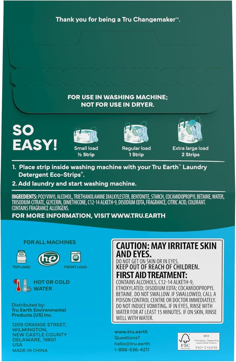 image:imageTru Earth Fabric Softener Sheets Original EcoStrip Liquidless Detergent for Travel 50 Sheets FragranceFreeUnscented