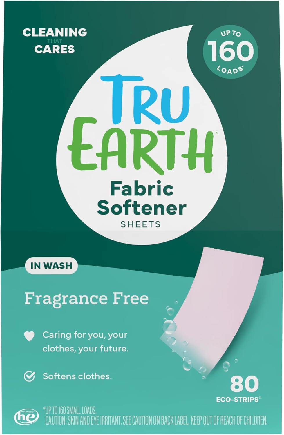 image:imageTru Earth Fabric Softener Sheets Original EcoStrip Liquidless Detergent for Travel 50 Sheets FragranceFreeUnscented