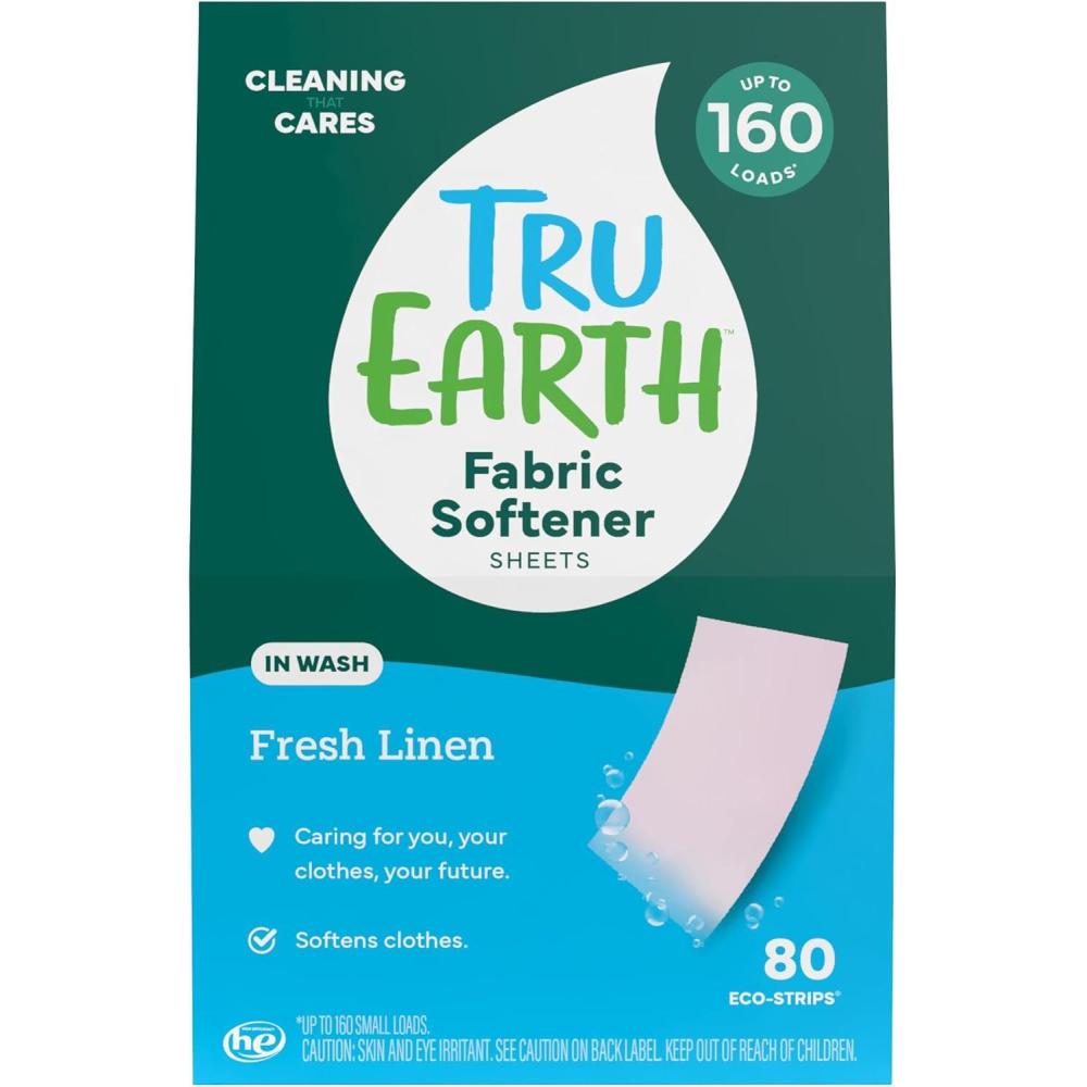 image:imageTru Earth Fabric Softener Sheets  Original EcoStrip Liquidless Detergent for Travel  50 Sheets  FragranceFreeLinen