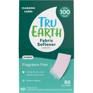 Tru Earth Fabric Softener Sheets | Original Eco-Strip Liquidless Detergent for Travel | 50 Sheets | Fragrance-Free(Unscented)